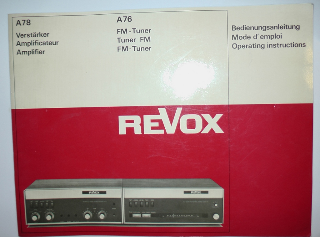 ReVox A76 and A78 manual multilingual