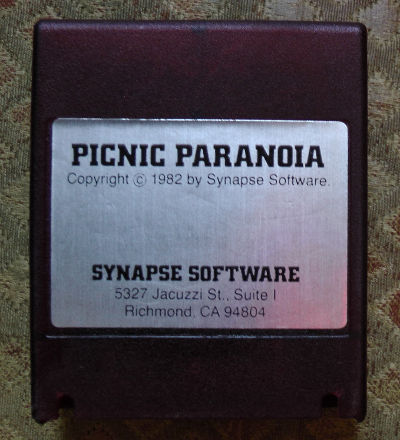 picnic paranoia synapse software atari 8bit cartridge