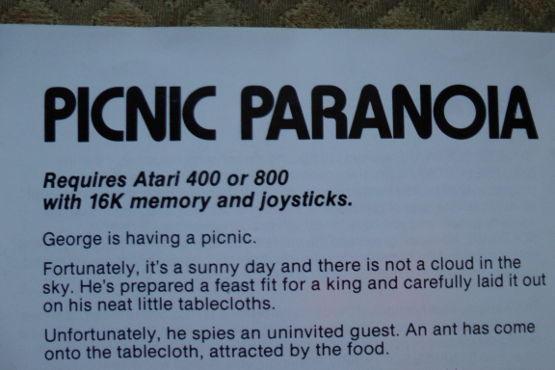 picnic paranoia synapse software atari 8bit cartridge manual